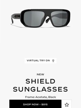 CHANEL Black Shield Sunglasses with Gray Lenses